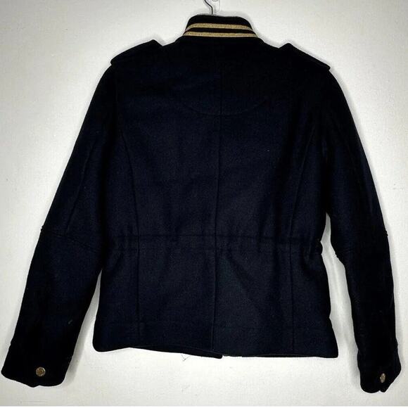 Zadig & Voltaire Wool Jacket Navy Gold Stand Collar Flap Pocket Zip Up Bomber SM - Picture 6 of 16